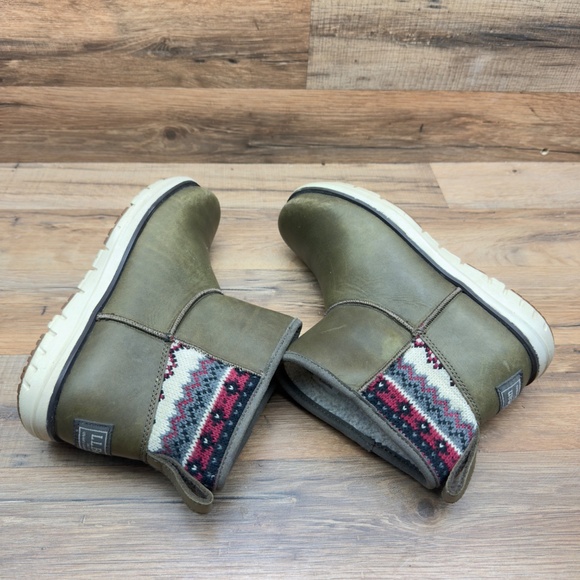 LL Bean Womens Size 7 Mountain Lodge Olive Green Ankle Snow Boots - Picture 4 of 9